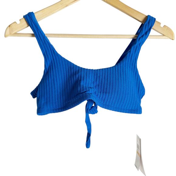 Becca Jocelyn Blue Ribbed O-Ring Two Piece Bikini Swimsuit Set Size Small - Picture 3 of 15